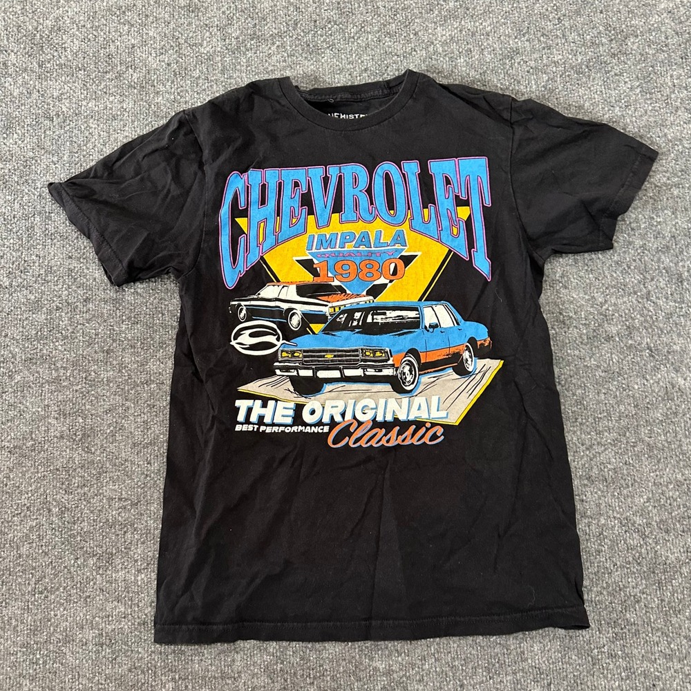 Chemistry T-Shirt Mens Size Small Black Chevrolet Impala 1980 Graphic Car